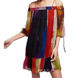Floreat Anthropologie Colorful Off The Shoulder ZORA Mini Dress Size Small